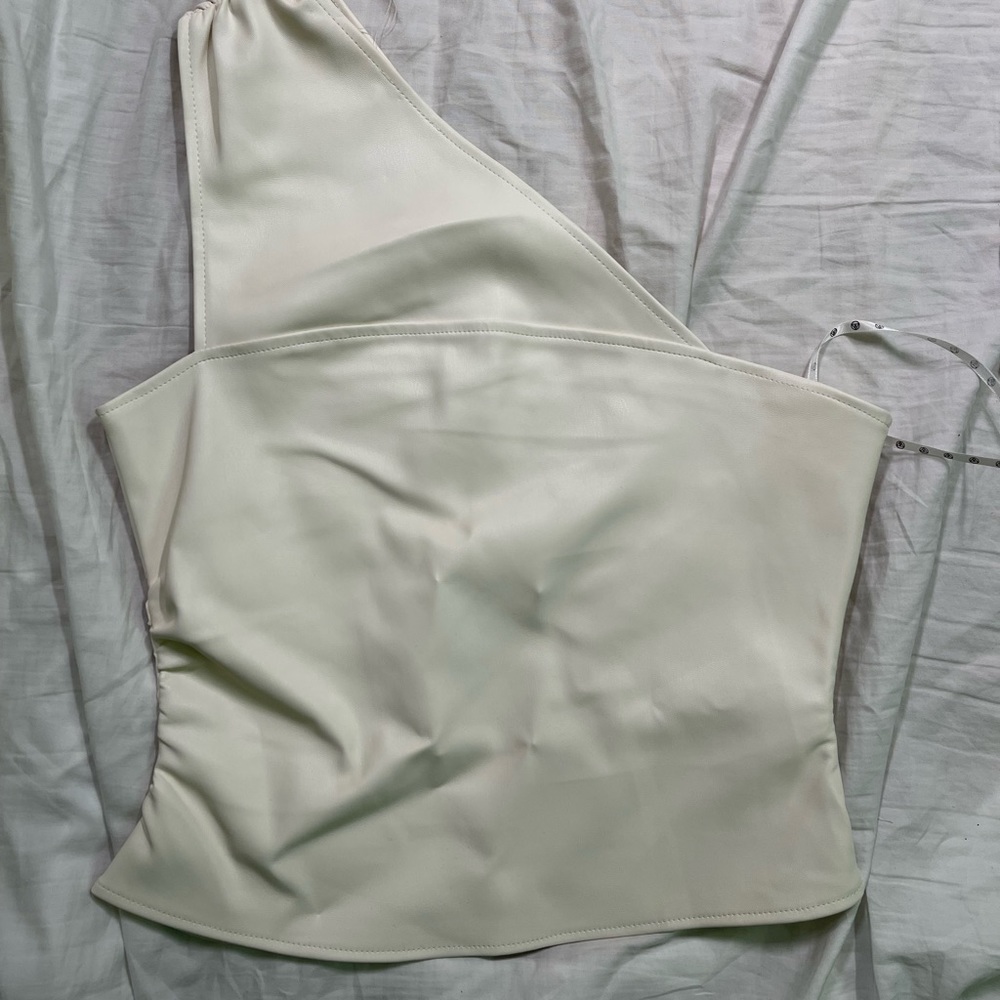 Missguided faux leather one shoulder top